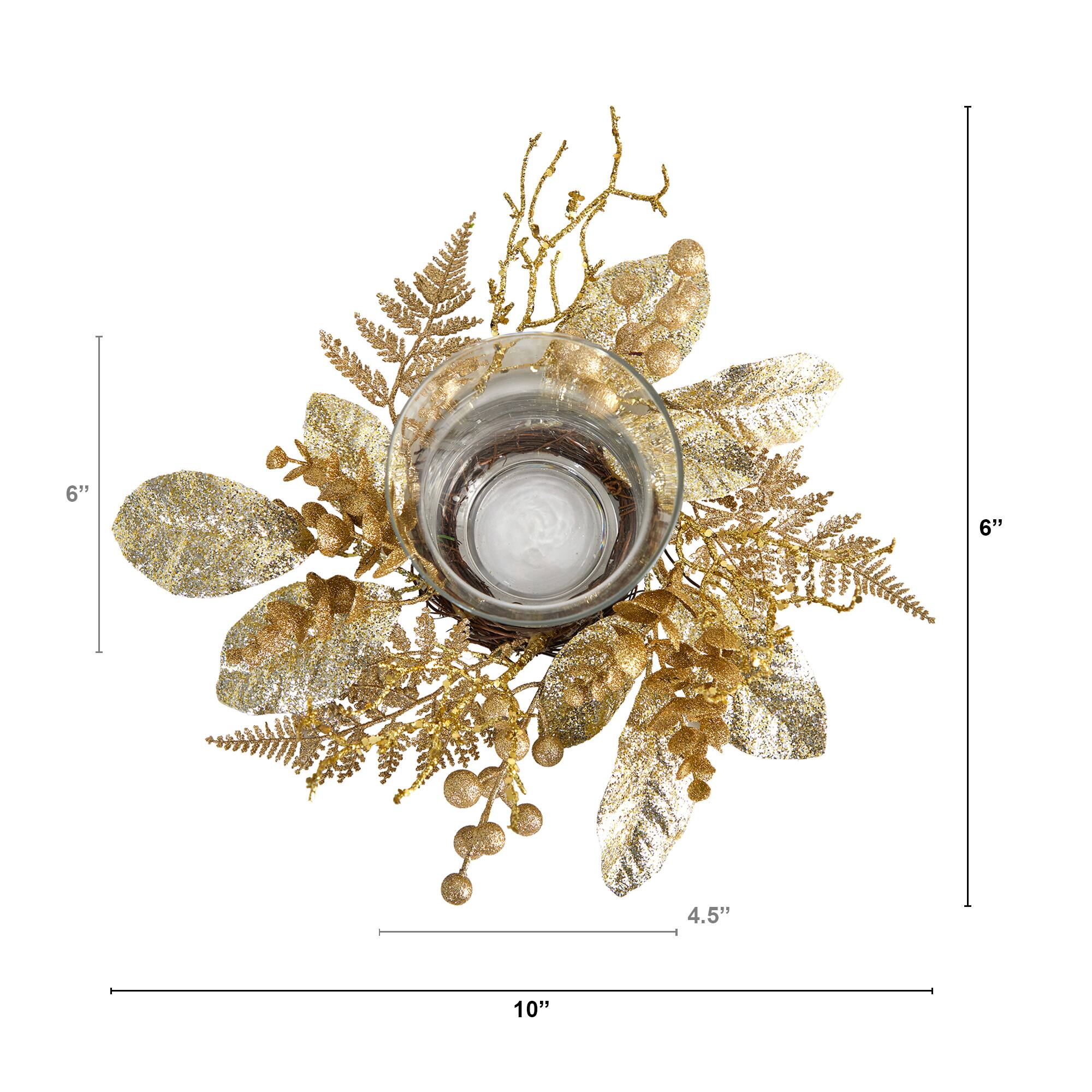 10" Golden Artificial Christmas Candelabrum